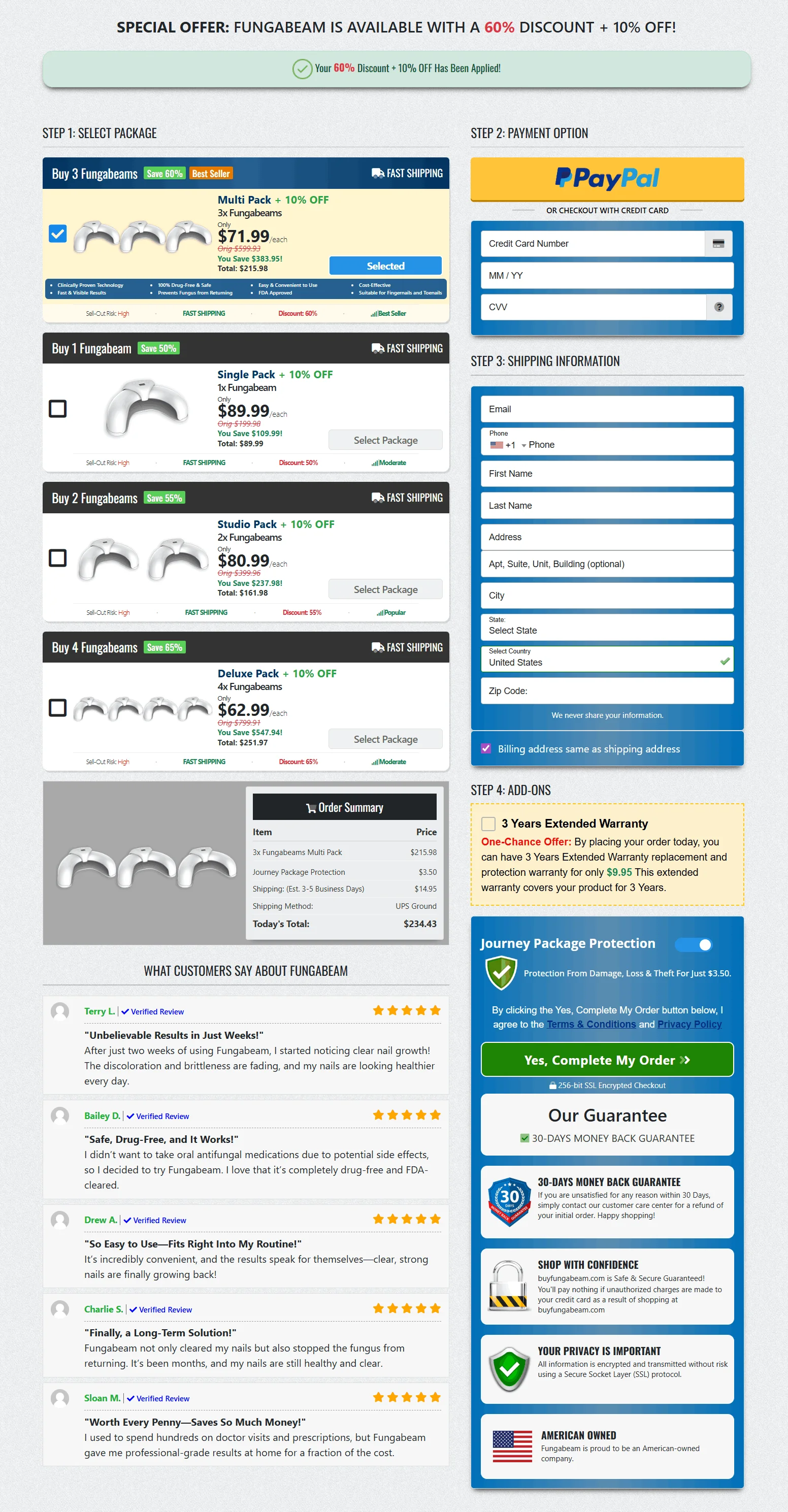 FungaBeam Secure Checkout Page